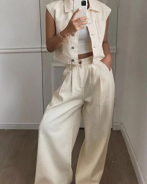Denim Offwhite Set