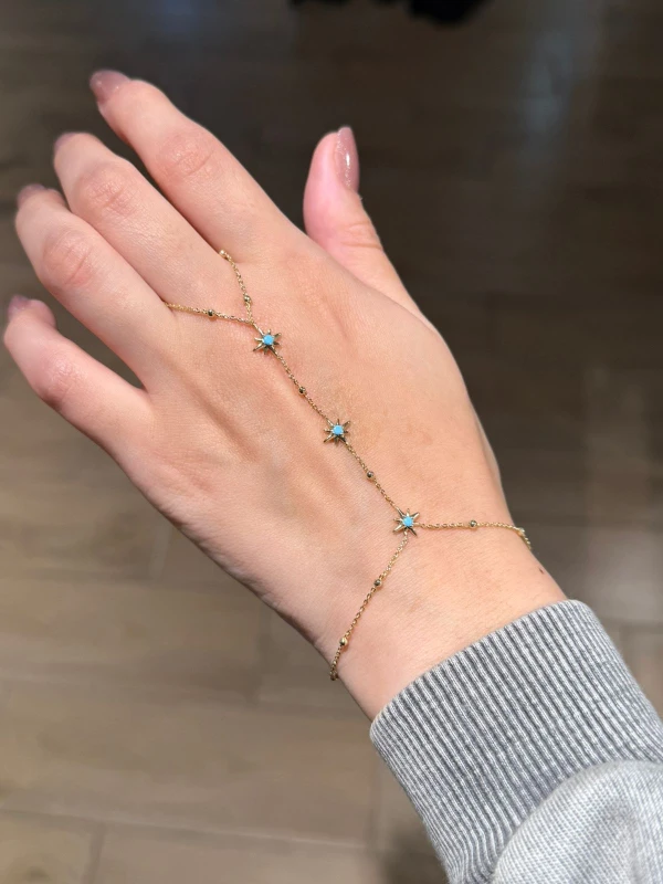 Turquoise star Trio hand chain