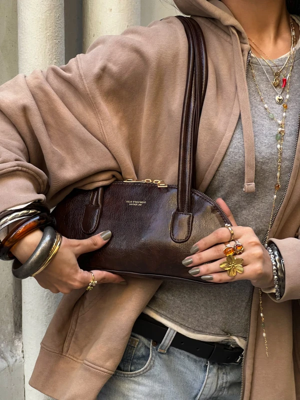 BAGUETTE LEATHER BAG Espresso