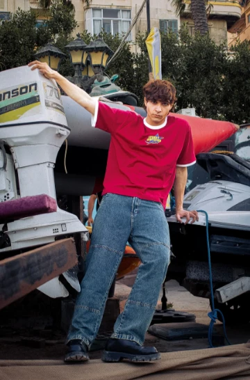 RINGER T-SHIRT BURGUNDY