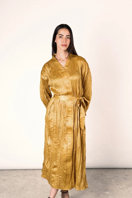 Wrinkled Shimmer Dress - Mustrad