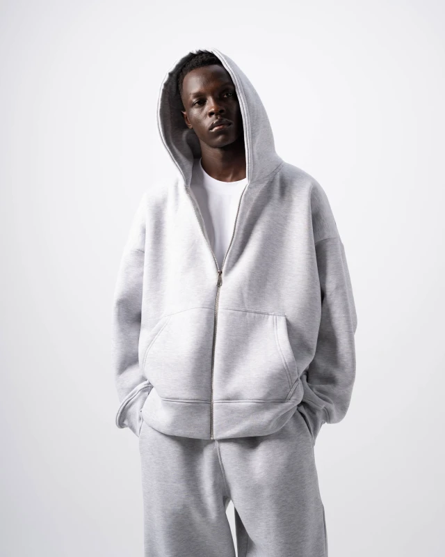 V1 Zip-Up Light Grey Hoodie