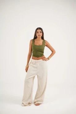 Straight Leg Linen Pants