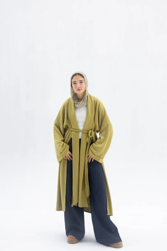 Freya Shawl Cardigan In Lime