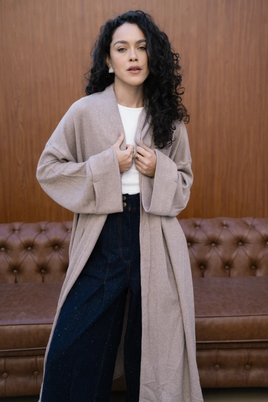 Knit Cardigan - Cafe