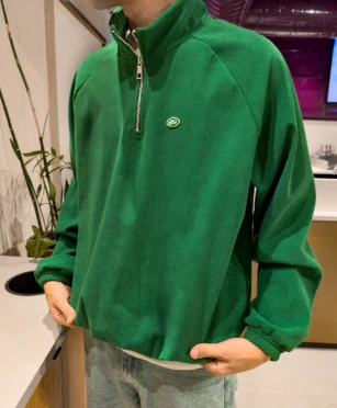 CORDUROY QUARTER-ZIP GREEN