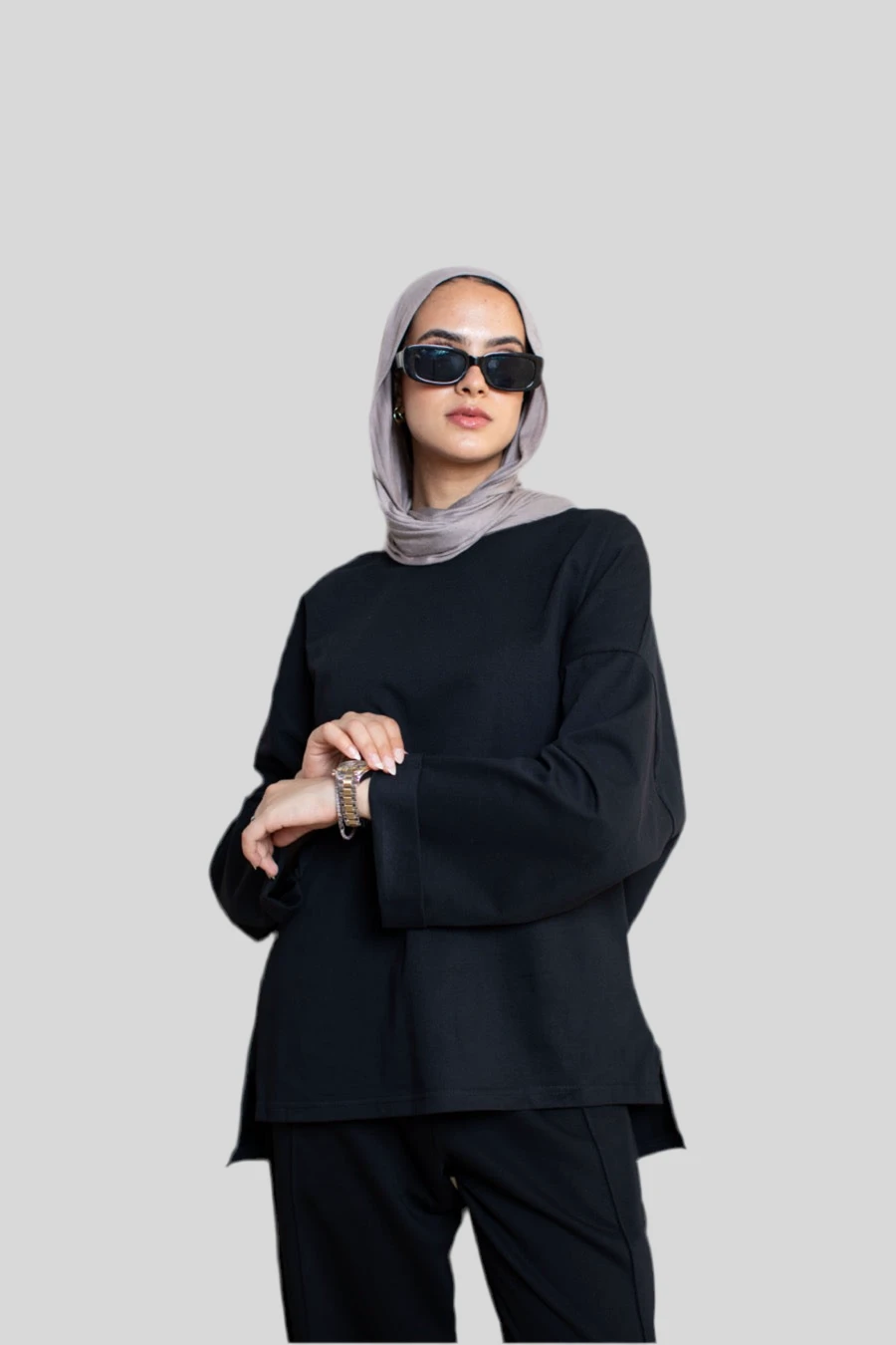 Black Long Sleeve Oversized Tee
