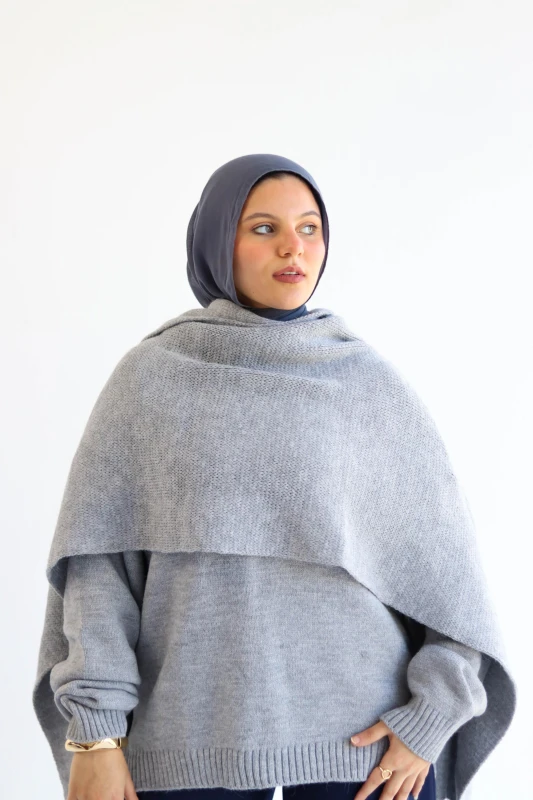 Grey Knitted Shawl