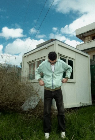 DENIM BOMBER JACKET MINT