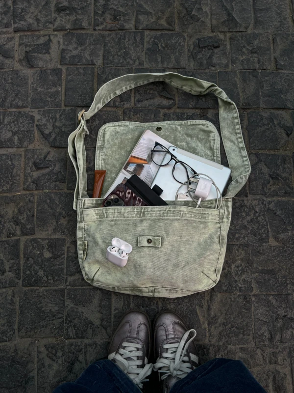 STONE MINT WASHED SIDE BAG